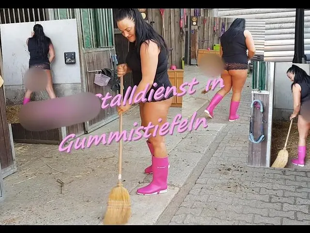 Sexy Stalldienst in Gummistiefeln