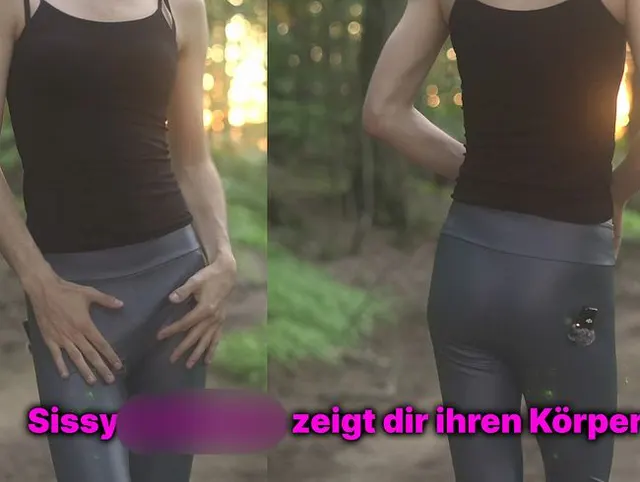 Sissyschlampe zeigt dir ihren Analplug in Leggings BH Top und Slip
