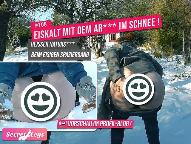 EISKALT mit dem Arsch im Schnee! - Heißer Natursekt beim eisigen Spaziergang
