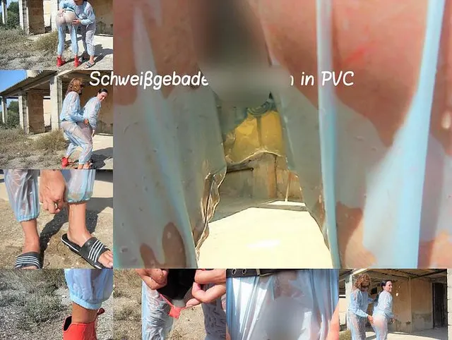 Schweißgebadetes pissen in PVC