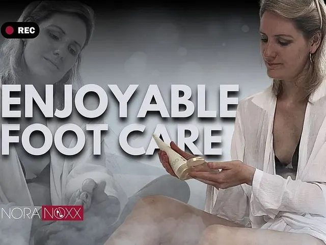 Enjoyable foot care to jerk off