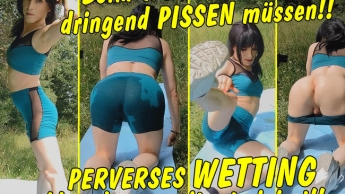 Beim Workout dringend pissen müssen! Perveres Wetting – klatschnass weiter trainiert!