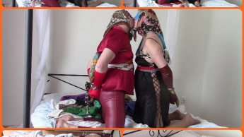 Couple in scarf bondage