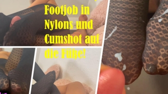 Extrem heißer Footjob in Nylons und Cumshot auf die Füße