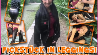 Fickstück in Leggings! Heftige Spermadusche nach der Disco