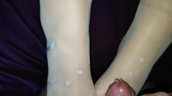 Footjob in Nylons und Mehr
