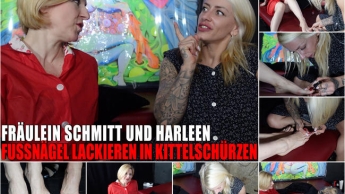 Fussnägel lackieren in sexy Kittelschürzen zusammen mit Fräulein Schmitt