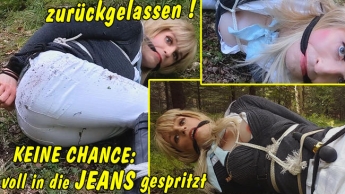 Gefesselt im Wald zurückgelassen! Keine Chance: voll in die Jeans abgespritzt und gepisst!