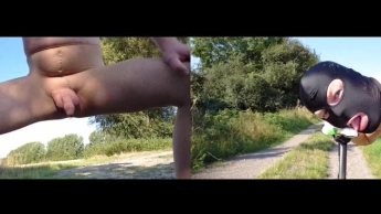 Geiler Outdoor Spaß mit Fahrrad und Strumpfhosen
