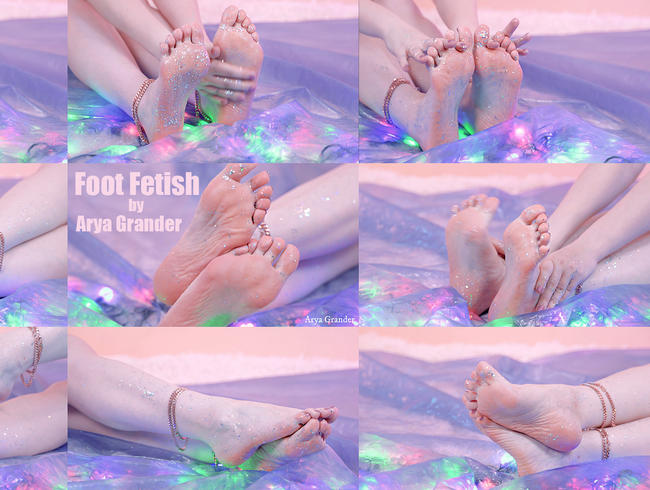 Glitter Foot Fetish Fantasies. Close up Slowly Relax Video of Feet Pleasure. 4k Beautiful Erotic.