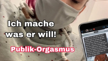Ich mache was er sagt! Publik-Orgasmus auf öffentlicher Toilette!