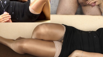 Melken meiner Stiefschwester in Strümpfen und Big Cum Schuss auf Kleidung