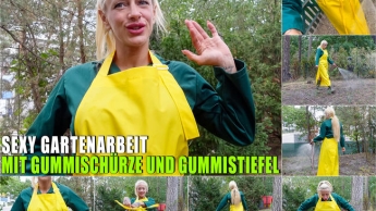 Mit Gummischürze Gummistiefel und Kittel im Garten I Mein geiler Gummifetisch