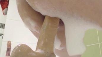 Pussy penetration, toys, feet in the foam
