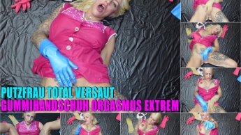 Putzfrau Total versaut – Gummihandschuh Extrem – Geiles Solo mit vielen Gummihandschuhen und Kittel