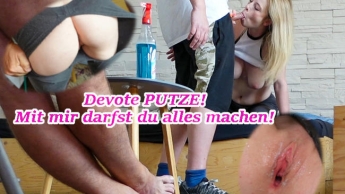 ULTRA DEVOT! Devote Putze macht alles für ihren BIG DICK Herren & seine Kumpels!