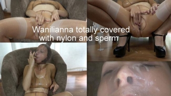 Wanilianna völlig mit Sperma und Nylon bedeckt