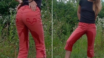 handcuffs and jeans pissing