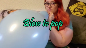 Blow to pop blue ballon