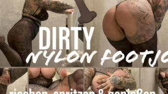 DIRTY nylon footjob I riechen, spritzen & genießen