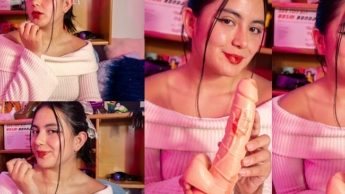 Kisses with red lipstick on your cock