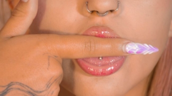 Lips with lots of gloss suck your little cock