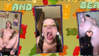 Riesin und du als Gummibärchen. Riesinnenfetisch.
