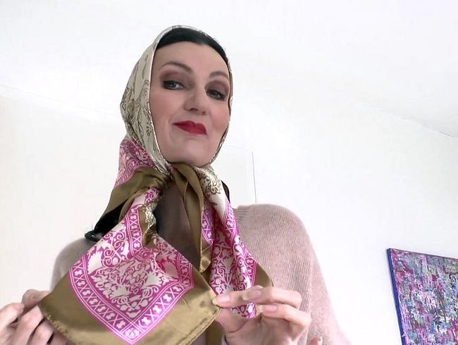 Schöne Satin Kopftücher Vorführung, Joi Lady Victoria