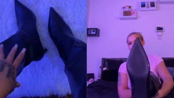 Jung Herrin Demütigung in Lederhose und Lederstiefel