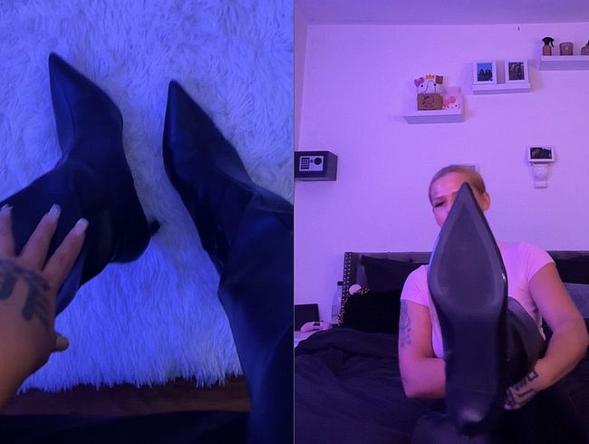 Jung Herrin Demütigung in Lederhose und Lederstiefel