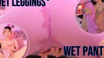 Masturbation mit meiner Strumpfhose und endet mit einem großen Spritzer auf meine rosa Leggings