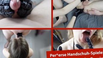 Userwunsch! Hand- und Blowjob mit Handschuhe, bis er sie vollspritzt