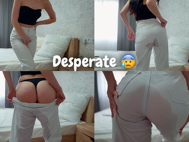 Verzweiflung in weiße Jeans pinkeln! Im Stehen pissen!!