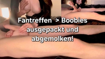 Fantreffen Mr.F ! Sexy Catsuit und Stiefel gewünscht ! Boobies ausgepackt und abgemolken !
