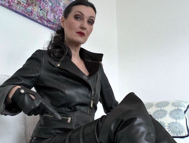 Über dem Knie Spanking, schwarze Handschuhe Hände, POV, Lady Victoria