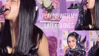 lutschen und Spaß mit meinen Latexhandschuhen haben *sie waren sehr schleimig*