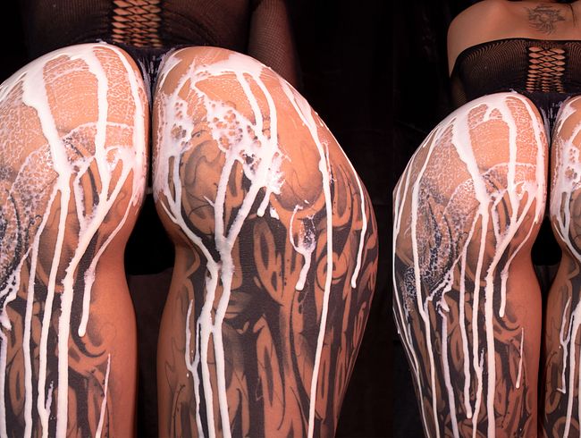 Milk bath in my tattooed ass *ARIANA ROSE*
