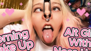Morgens wache ich auf, Alt-Girl mit Nasenhaken.