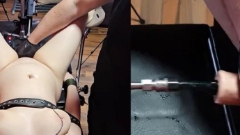 Nun kommt der Lange Schwanz zum Einsatz auf der Fickmaschine