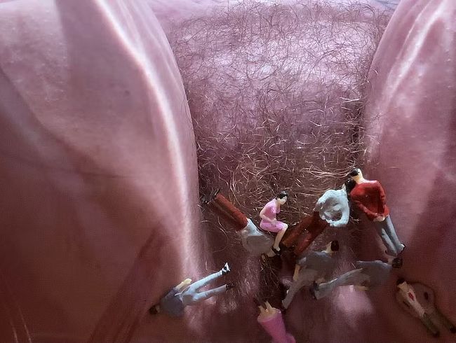 zerquetsche Winzlinge mit meiner riesigen haarigen Muschi