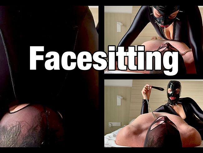 Facesitting im Satin Spandex Catsuit! Extreme Erziehung mit Spucke, Atemreduktion und Brustwarzen!