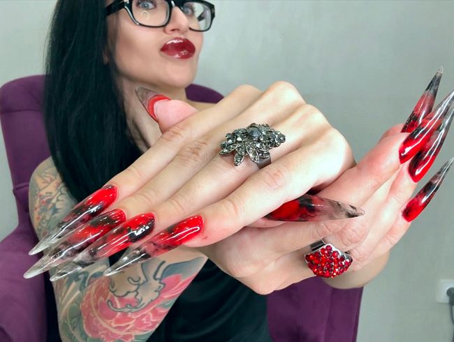 Neue heiße Farbe Lange Nägel, Krallen, lange flexible Finger breite Handflächen