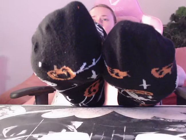 süße schwarze lange Socken Nahaufnahme