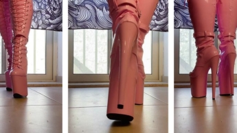 verehre meine rosa kniehohen Stiefel