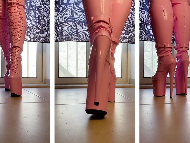 verehre meine rosa kniehohen Stiefel