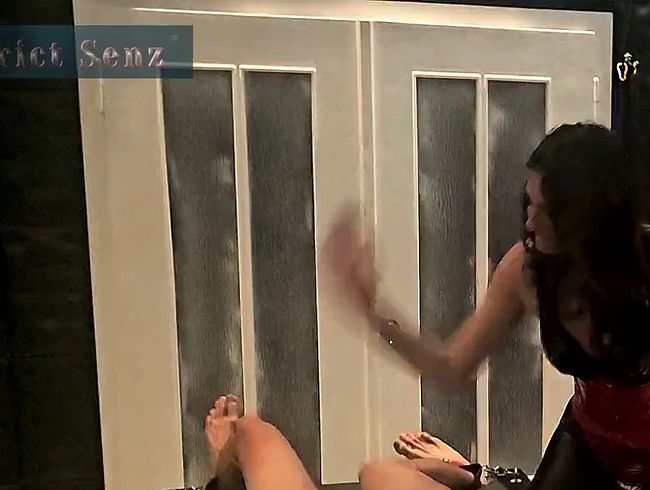 LadyZara Harsh Handjob CBT with Kali Spikes Ball Slapping Facesitting Assworship on the Rack Part 1