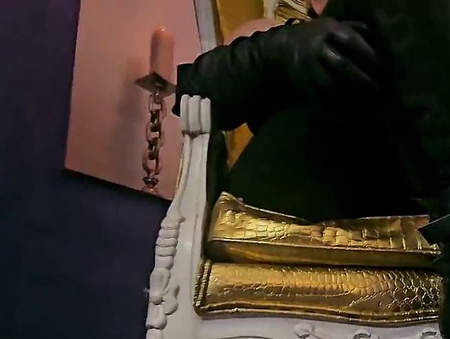 Monika Schmidt Food Crushing Spitting Bootworship Verbal Humiliation SPH in Leathergloves