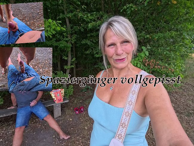 Spaziergänger draussen Vollgepisst
