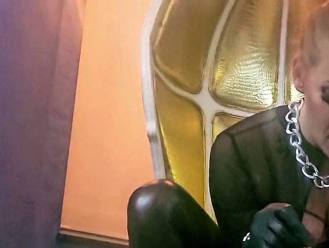 Stina Stone Femdom Smoking Human Ashtray Spitting Humiliation by German Mistress in Leather Gloves