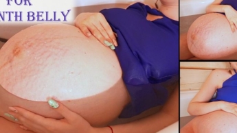 Badezimmerzeit für meinen letzten Monat schwangeren Bauch